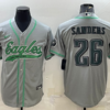 Men’s Philadelphia Eagles #26 Miles Sanders Grey With Patch Cool Base Stitched Baseball Jersey