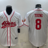 Men’s San Francisco 49ers #8 Steve Young White With Patch Cool Base Stitched Baseball Jersey