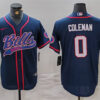 Men’s Buffalo Bills #0 Keon Coleman Navy With Patch Cool Base Stitched Baseball Jersey