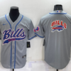 Men’s Buffalo Bills Grey Team Big Logo With Patch Cool Base Stitched Baseball Jersey