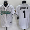 Men’s Jacksonville Jaguars #1 Travis Etienne Jr. White With Patch Cool Base Baseball Stitched Jersey