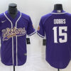 Men’s Minnesota Vikings #15 Josh Dobbs Purple Cool Base Stitched Baseball Jersey