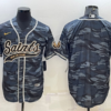 Men’s New Orleans Saints Blank Grey Camo With Patch Cool Base Stitched Baseball Jersey