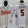 Men’s Cincinnati Bengals #5 Tee Higgins White With Patch Cool Base Stitched Baseball Jersey