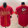 Men’s Kansas City Chiefs Red Team Big Logo With Patch Cool Base Stitched Baseball Jersey