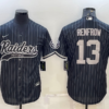 Men’s Las Vegas Raiders #13 Hunter Renfrow Black With Patch Cool Base Stitched Baseball Jersey