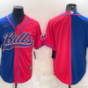 Men’s Buffalo Bills Blank Royal Red Split With Patch Cool Base Stitched Baseball Jersey
