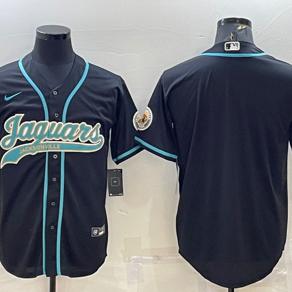 Men’s Jacksonville Jaguars Blank Black With Patch Cool Base Stitched Baseball Jersey