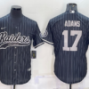 Men’s Las Vegas Raiders #17 Davante Adams Black With Patch Cool Base Stitched Baseball Jersey