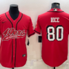 Men’s San Francisco 49ers #80 Jerry Rice Red Color Rush With Patch Cool Base Stitched Baseball Jersey
