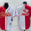 Men’s Kansas City Chiefs Red White Team Big Logo With Patch Cool Base Stitched Baseball Jersey