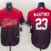 Men’s San Francisco 49ers #23 Christian McCaffrey Red Black With Patch Cool Base Baseball Stitched Jersey