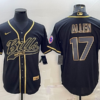 Men’s Buffalo Bills #17 Josh Allen Black Gold With Patch Cool Base Stitched Baseball Jersey