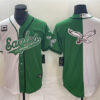 Men’s Philadelphia Eagles Green White Split Team Big Logo With 3-star C Patch Cool Base Stitched Baseball Jersey