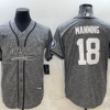 Men’s Indianapolis Colts #18 Peyton Manning Grey Gridiron With Patch Cool Base Stitched Baseball Jersey