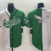 Men’s Philadelphia Eagles Green White Split Team Big Logo Cool Base Stitched Baseball Jersey