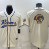 Men’s Los Angeles Rams Cream Team Big Logo With Patch Cool Base Stitched Baseball Jersey