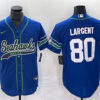 Men’s Seattle Seahawks #80 Steve Largent Royal Throwback Cool Base Stitched Baseball Jersey