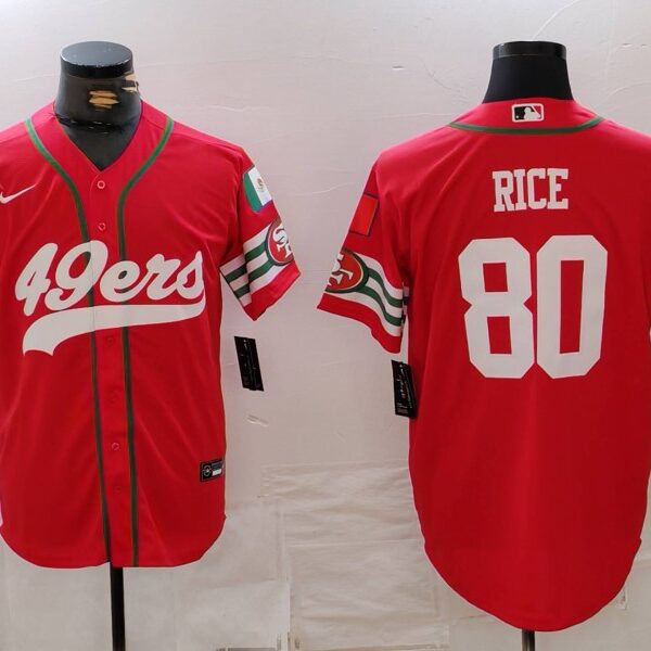 Men’s San Francisco 49ers #80 Jerry Rice Red Mexico Cool Base Stitched Baseball Jersey