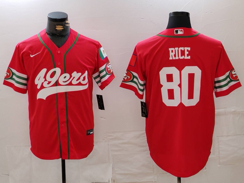 Men’s San Francisco 49ers #80 Jerry Rice Red Mexico Cool Base Stitched Baseball Jersey