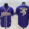 Men’s Minnesota Vikings Purple Team Big Logo With Patch Cool Base Stitched Baseball Jersey