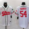 Men’s San Francisco 49ers #54 Fred Warner White With Patch Cool Base Stitched Baseball Jersey