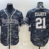 Men’s Dallas Cowboys #21 Ezekiel Elliott Gray Camo With Patch Cool Base Stitched Baseball Jersey