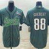 Men’s Philadelphia Eagles #88 Dallas Goedert Green With Super Bowl LVII Patch Cool Base Stitched Baseball Jersey