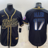 Men’s Buffalo Bills #17 Josh Allen Black Gold Vapor Smoke With Patch Cool Base Stitched Baseball Jersey