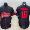 Men’s San Francisco 49ers #16 Joe Montana Black With Patch Cool Base Stitched Baseball Jersey