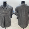 Men’s Detroit Lions Blank Grey Gridiron With Patch Cool Base Stitched Baseball Jersey