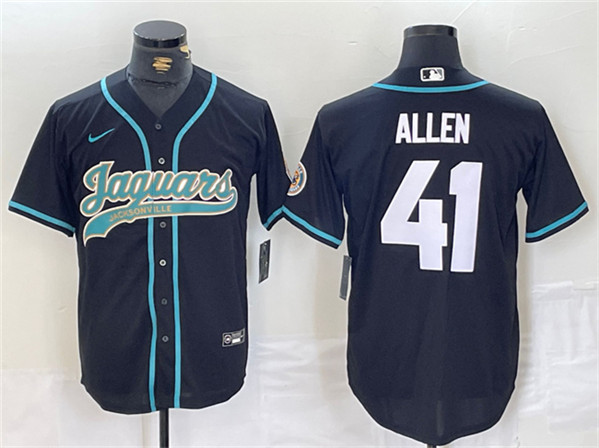 Men’s Jacksonville Jaguars #41 Josh Allen Black With Patch Cool Base Baseball Stitched Jersey