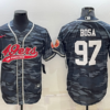 Men’s San Francisco 49ers #97 Nike Bosa White Name Grey Camo With Patch Cool Base Stitched Baseball Jersey