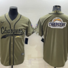 Men’s Los Angeles Chargers Olive Salute to Service Team Big Logo Cool Base Stitched Baseball Jersey