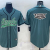 Men’s Philadelphia Eagles Green Team Big Logo With Patch Cool Base Stitched Baseball Jersey
