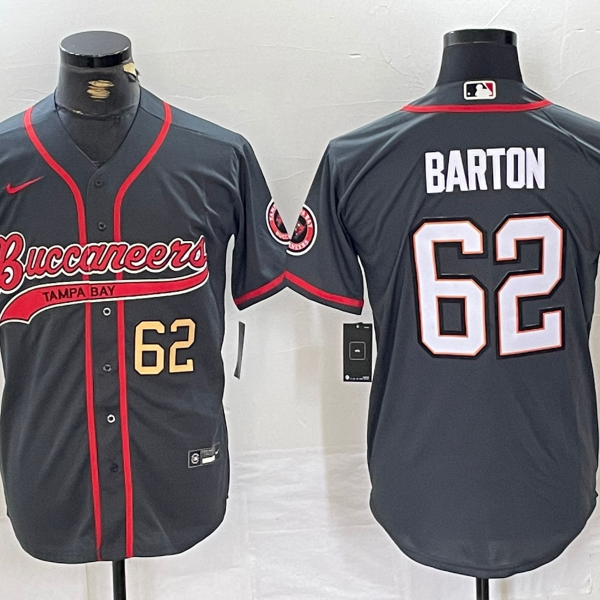 Men’s Tampa Bay Buccaneers #62 Graham Barton Grey Cool Base Stitched Baseball Jerseys