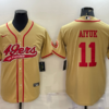 Men’s San Francisco 49ers #11 Brandon Aiyuk Gold With Patch Cool Base Stitched Baseball Jersey