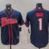 Men’s Houston Texans #1 Stefon Diggs Navy With Patch Cool Base Stitched Baseball Jersey
