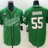 Men’s Philadelphia Eagles #55 Brandon Graham Green C Patch Cool Base Stitched Baseball Jersey