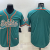 Men’s Miami Dolphins Blank Aqua With Patch Cool Base Stitched Baseball Jersey