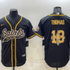 Men’s New Orleans Saints #13 Michael Thomas Black Team Big Logo With Patch Cool Base Stitched Baseball Jersey