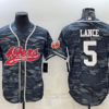 Men’s San Francisco 49ers #5 Trey Lance White Name Grey Camo With Patch Cool Base Stitched Baseball Jersey