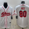 Men’s San Francisco 49ers #80 Jerry Rice New White With Patch Cool Base Stitched Baseball Jersey