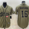 Men’s San Francisco 49ers #16 Joe Montana 2022 Olive Salute to Service Cool Base Stitched Baseball Jersey