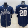 Men’s Dallas Cowboys #20 Tony Pollard Navy With Patch Cool Base Stitched Baseball Jersey