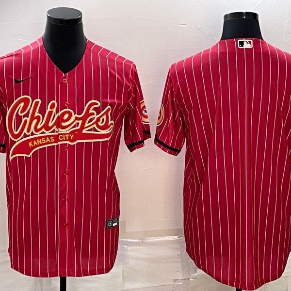 Men’s Kansas City Chiefs Blank Red With Patch Cool Base Stitched Baseball Jersey
