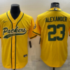 Men’s Green Bay Packers #23 Jaire Alexander Yellow With Patch Cool Base Stitched Baseball Jersey