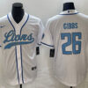 Men’s Detroit Lions #26 Jahmyr Gibbs White Cool Base Stitched Baseball Jersey