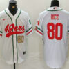 Men’s San Francisco 49ers #80 Jerry Rice Number White Mexico Cool Base Stitched Baseball Jersey