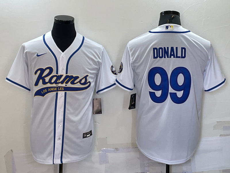 Men’s Los Angeles Rams #99 Aaron Donald White Stitched Cool Base Nike Baseball Jersey